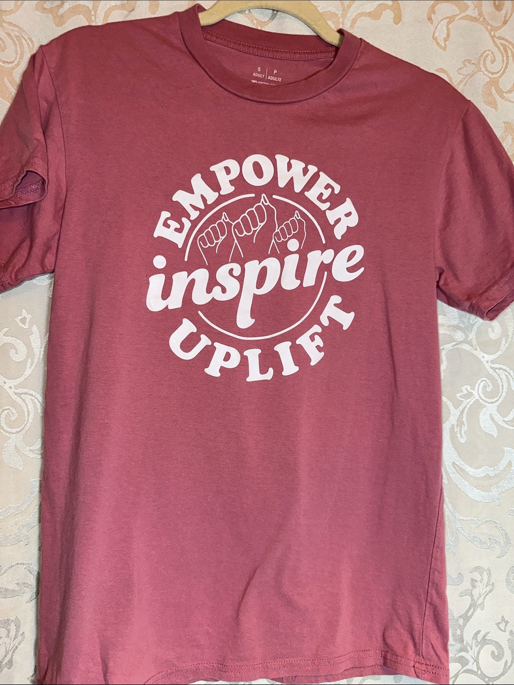 Celebrate It Dusty Rose Empower Inspire Uplift Graphic Tee Women Positivity